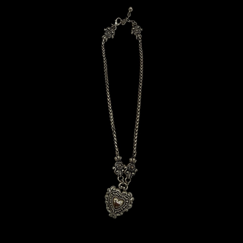 Silver & Gold-Tone Heart Pendant Necklace - Brighton Inspired Design - Picture 1 of 5